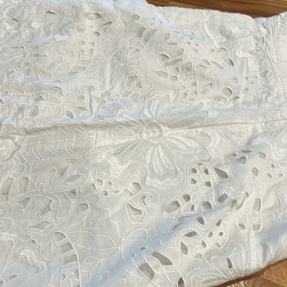 Theory Jemion E White Embroidered Linen Lace Dress White Sleeveless size 6 - Picture 7 of 8